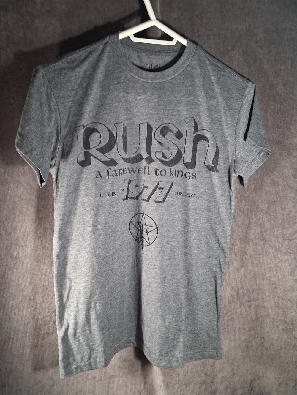 Rush A Farewell To Kings Live In 1977 Concert Grey Graphic Band Tee VG+ S